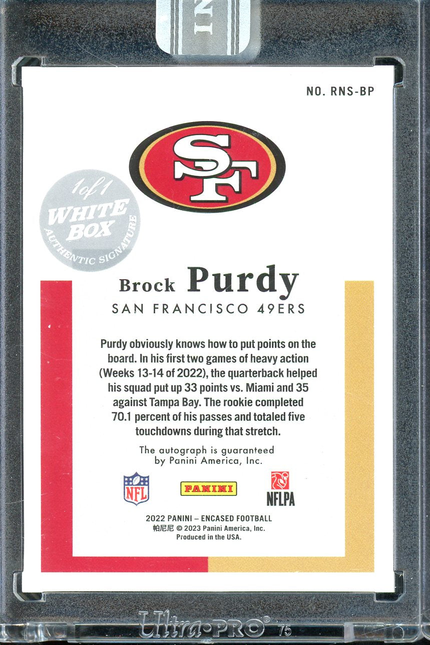 2022 Encased Brock Purdy Rookie Notable Signatures 1/1 White Box RC