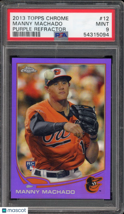 2013 Topps Chrome Manny Machado Purple Refractor Rookie PSA 9