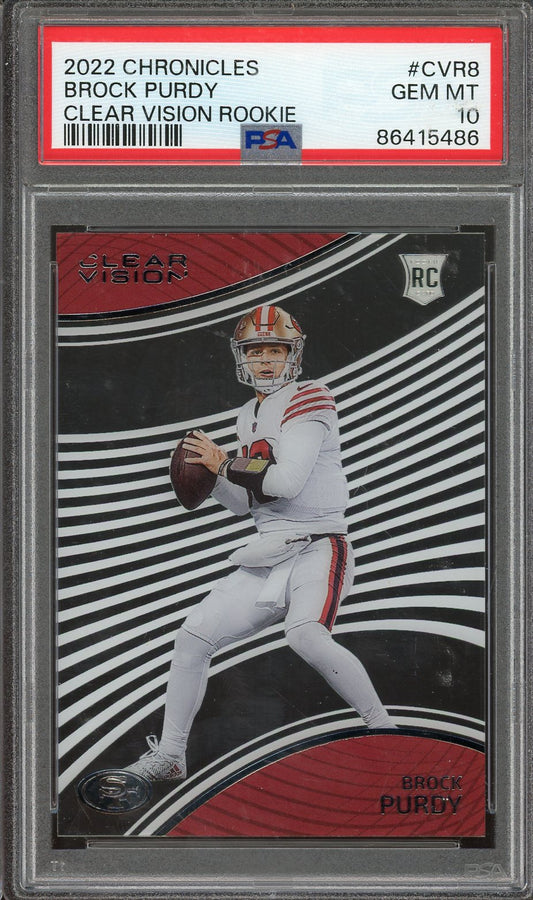2022 Chronicles Brock Purdy Clear Vision Rookie #CVR8 PSA 10 RC Rookie