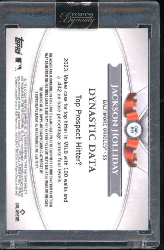 2024 Topps Dynasty Jackson Holliday Rookie Patch Auto /10