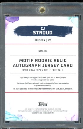 2024 Topps Motif CJ Stroud Rookie Patch Auto /49