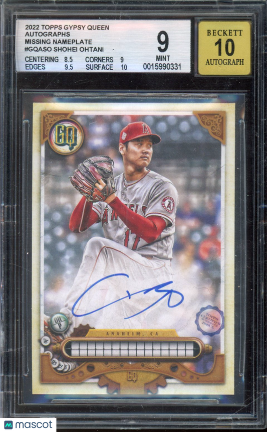 2022 Topps Gypsy Queen Shohei Ohtani No Name Auto BGS 9/10