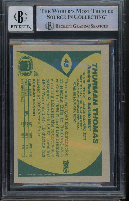 1989 Topps Thurman Thomas BGS 10 AUTO RC