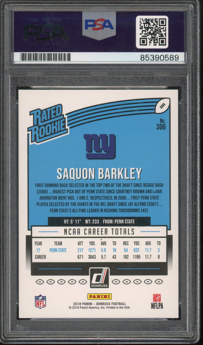 2018 Donruss Saquon Barkley Auto PSA/DNA AUTO 10 RC