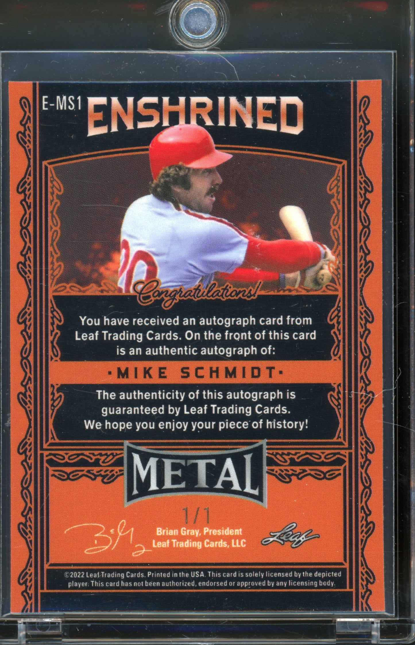 2022 Leaf Metal Mike Schmidt Enshrined Auto 1/1
