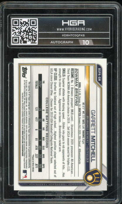 2021 Bowman Chrome Garrett Mitchell Orange Sapphire Auto /25 HGA 9.5