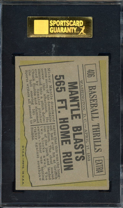 1961 Topps Mickey Mantle #406 565 FT HR SGC 5
