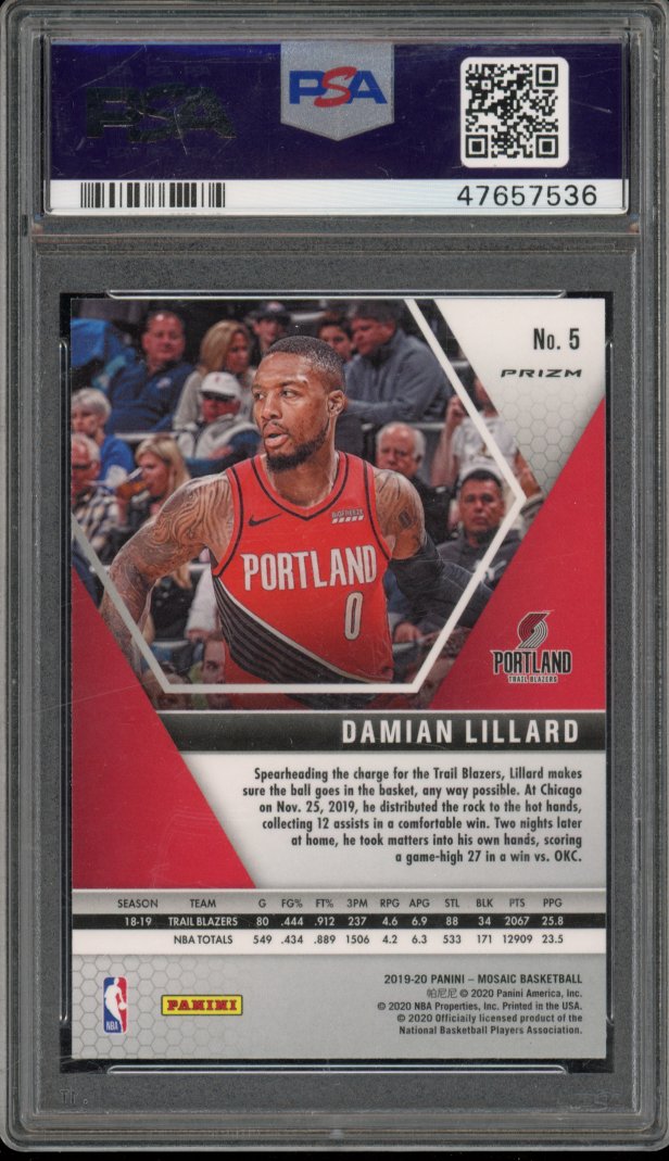 2019-20 Mosaic Damian Lillard Genesis SP PSA 10