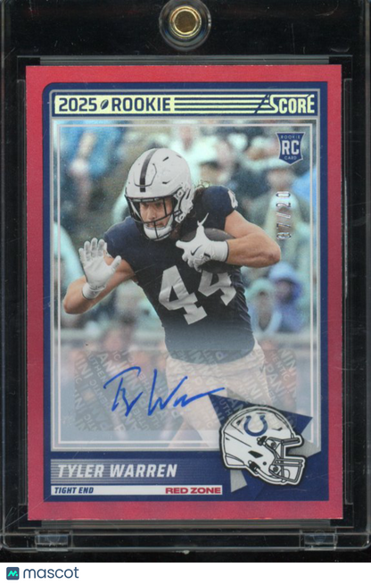 2025 Score Tyler Warren Red Zone Rookie Auto /20