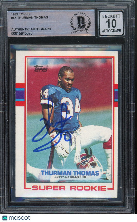 1989 Topps Thurman Thomas BGS 10 AUTO RC