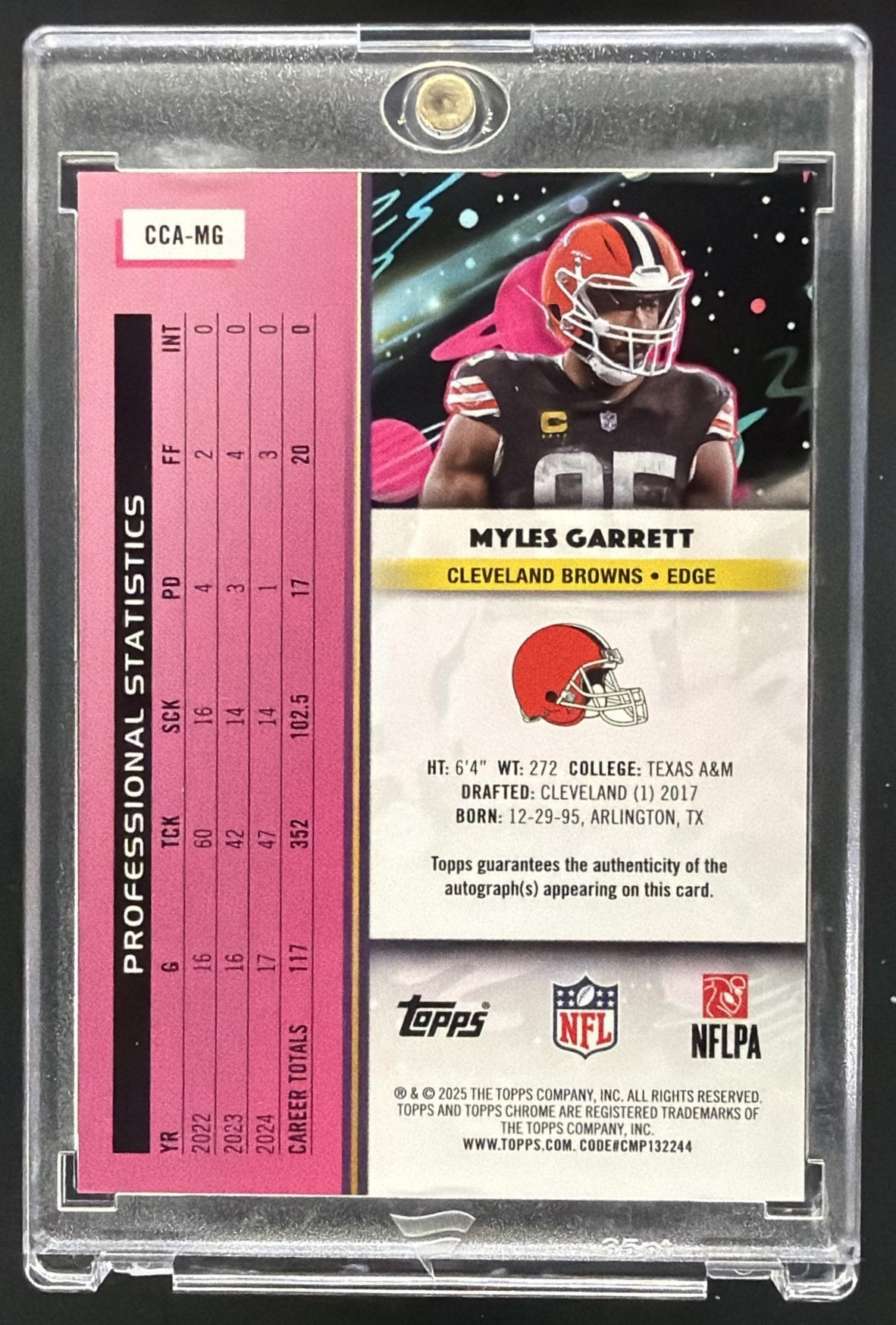 2025 Topps Cosmic Chrome Myles Garrett #CCA-MG Auto Orange Galactic Refractor /25