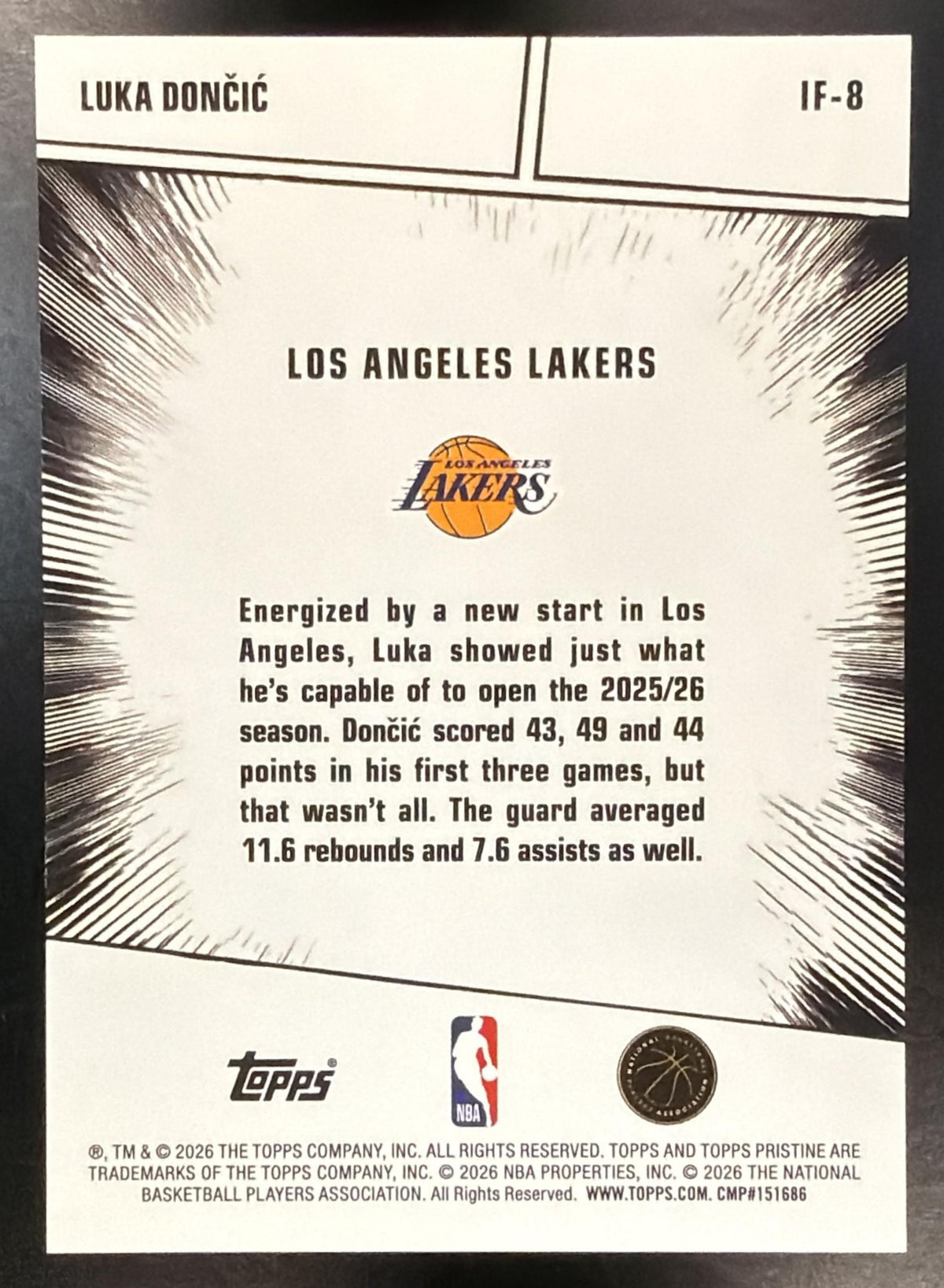 2025-26 Topps Pristine Luka Doncic #IF-8 Impact Frame