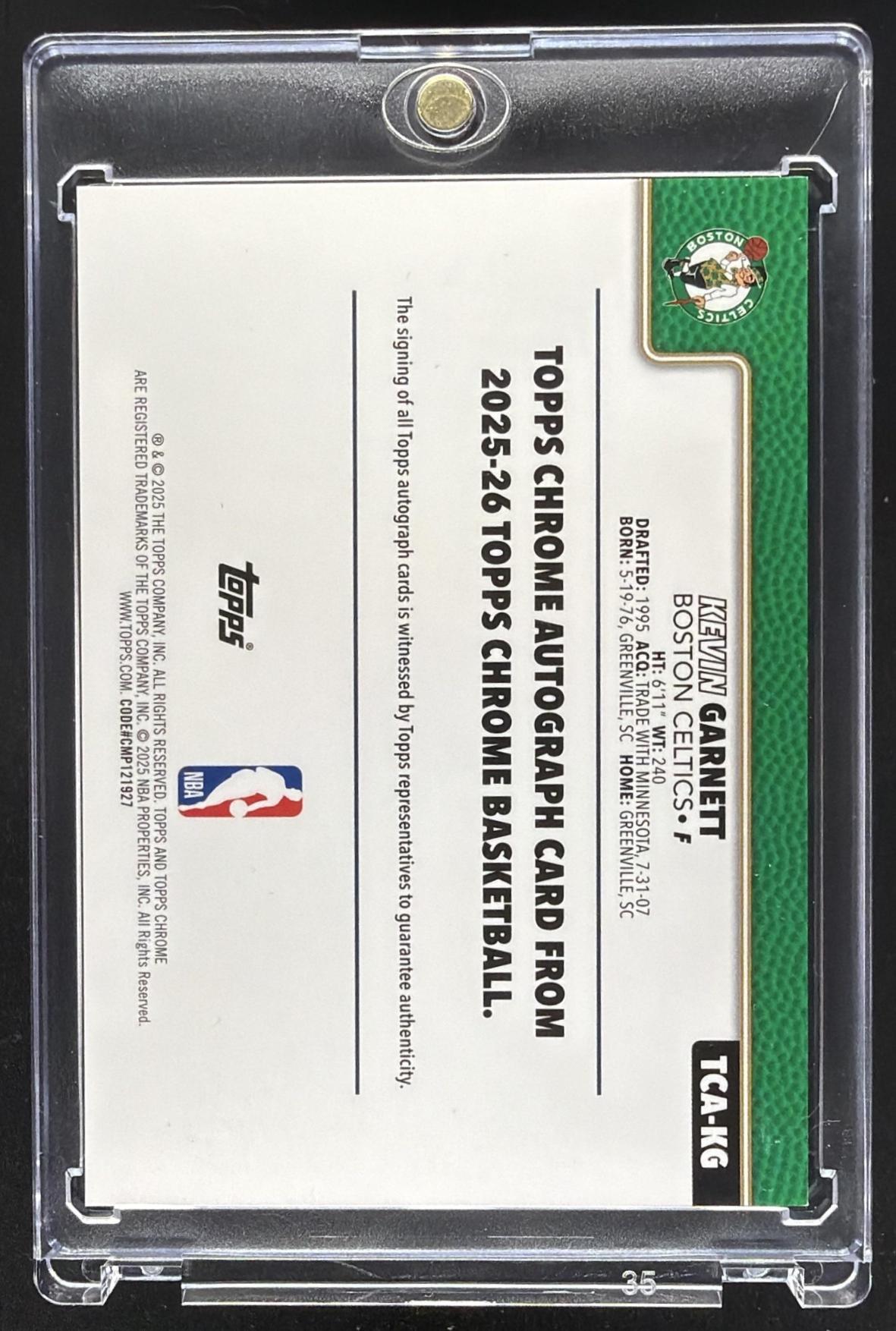 2025-26 Topps Chrome Kevin Garnett #TCA-KG Auto Geometric Purple Refractor 65/75