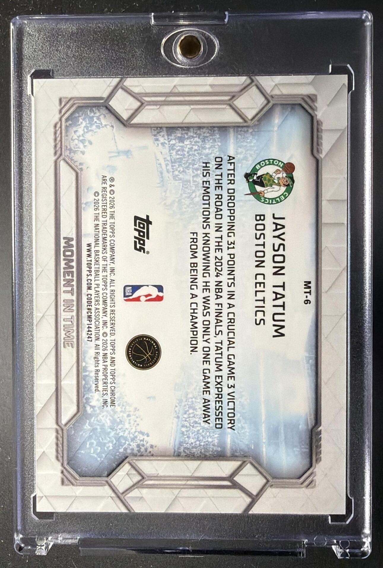 2025 Topps Chrome Update Jayson Tatum #MT-6 Moment In Time Gold Geometric Refractor /50