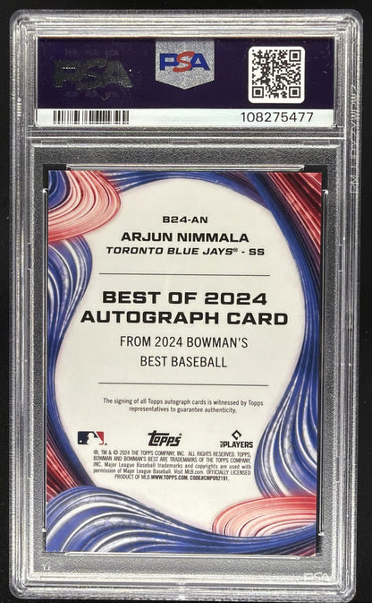 2024 Bowman's Best Arjun Nimmala #B24-AN Best of Auto Refractor PSA 10