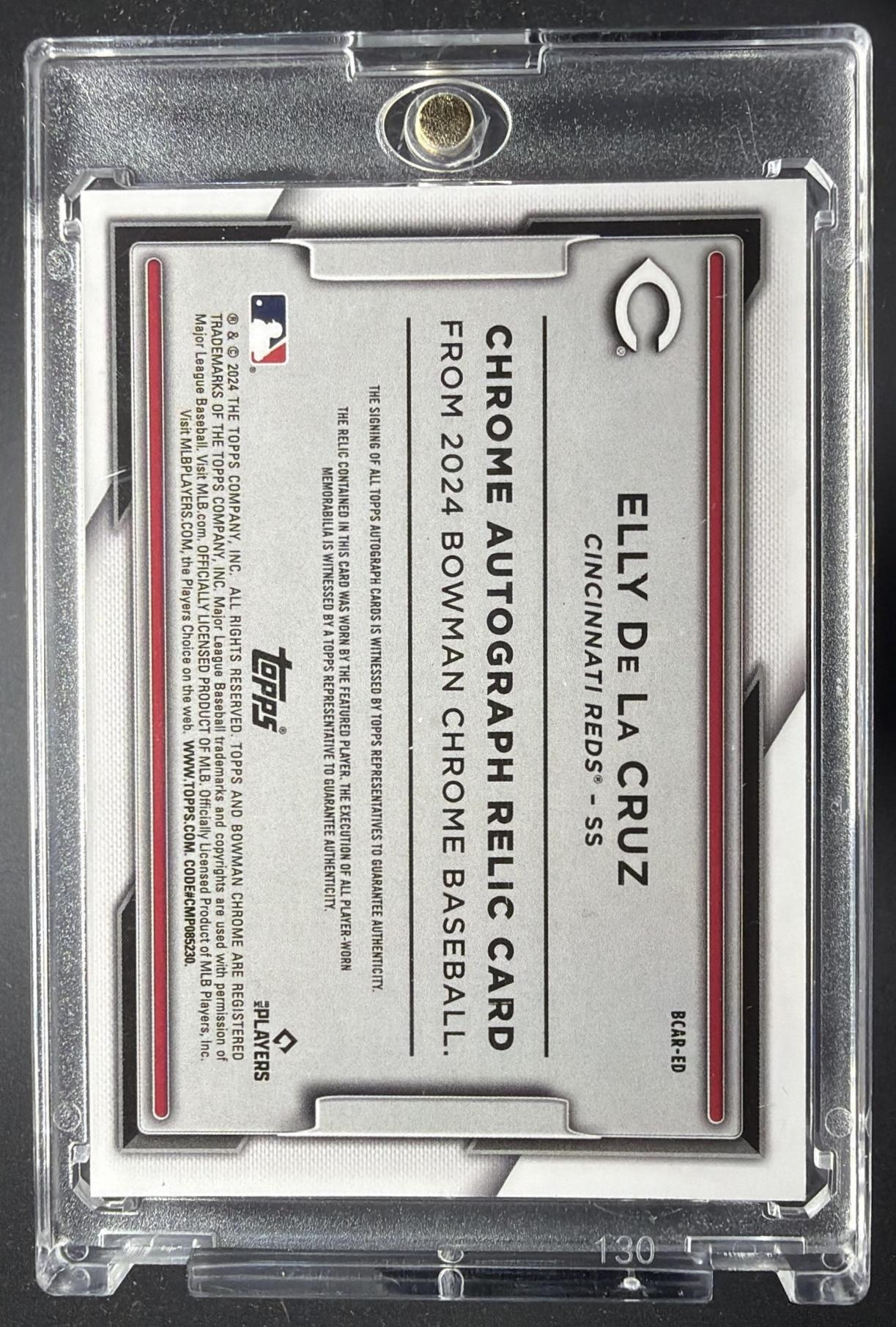 2024 Bowman Chrome Elly De La Cruz #BCAR-ED Auto Relics Gold Refractor 7/50 RC