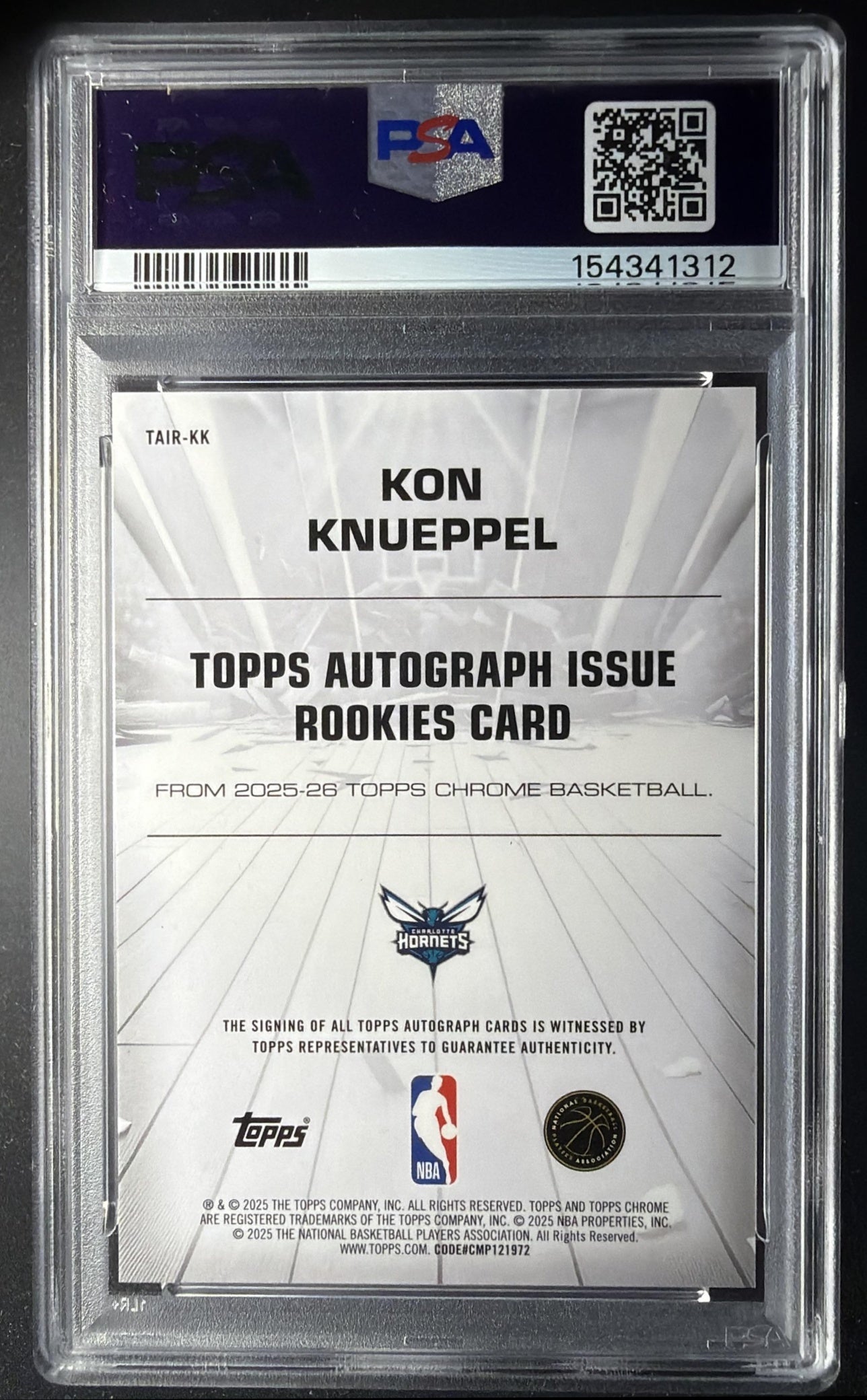 2025 Topps Chrome Kon Knueppel #TAIR-KK Auto Issue Rookie Blue Refractor /150 RC PSA 10
