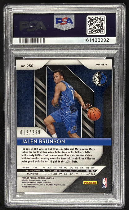 2018-19 Panini Prizm Jalen Brunson #250 Prizms Red 12/299 RC PSA 9