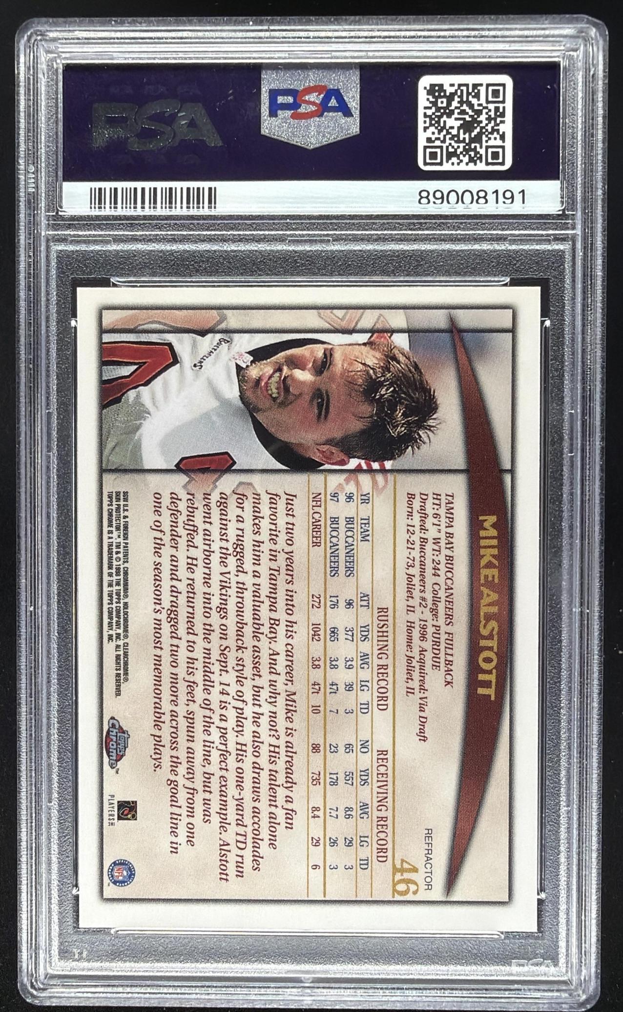 1998 Topps Chrome Mike Alstott #46 Refractor PSA 9