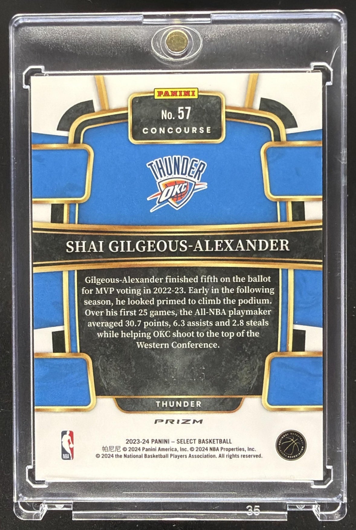 2023-24 Panini Select Shai Gilgeous-Alexander #57 Orange Flash Prizm Concourse