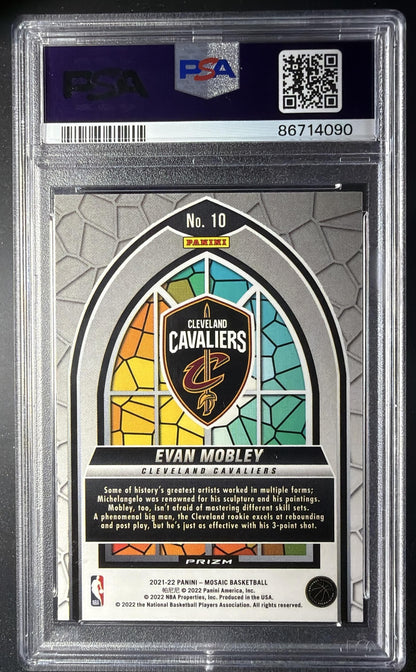2021-22 Panini Mosaic Evan Mobley #10 Stained Glass RC PSA 10