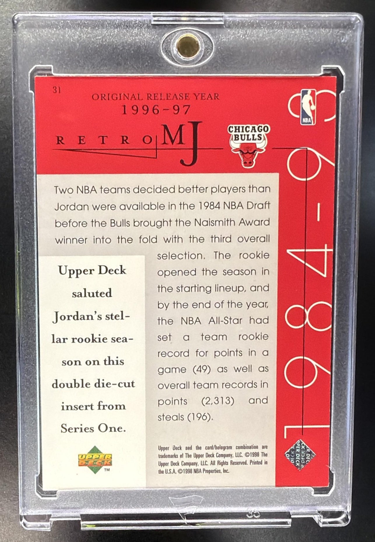 1998-99 Upper Deck Michael Jordan Career Collection MJ Retro 96-97 #31