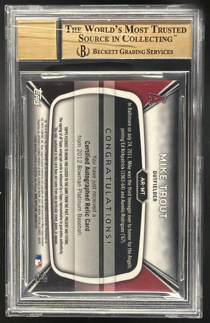 2012 Bowman Platinum Mike Trout #MT Rookie Patch Auto BGS 9.5