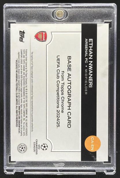 2024 Topps Chrome UEFA Club Ethan Nwaneri #CA-EN Auto Aqua /199 RC