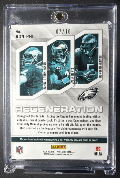 2025 Panini Phoenix Hurts Cunningham Mcnabb Gold Regeneration /10 Patch