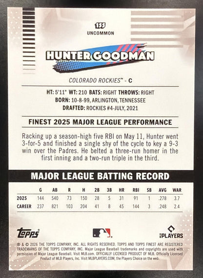 2026 Topps Finest Hunter Goodman #155 Uncommon 1/2 SSP