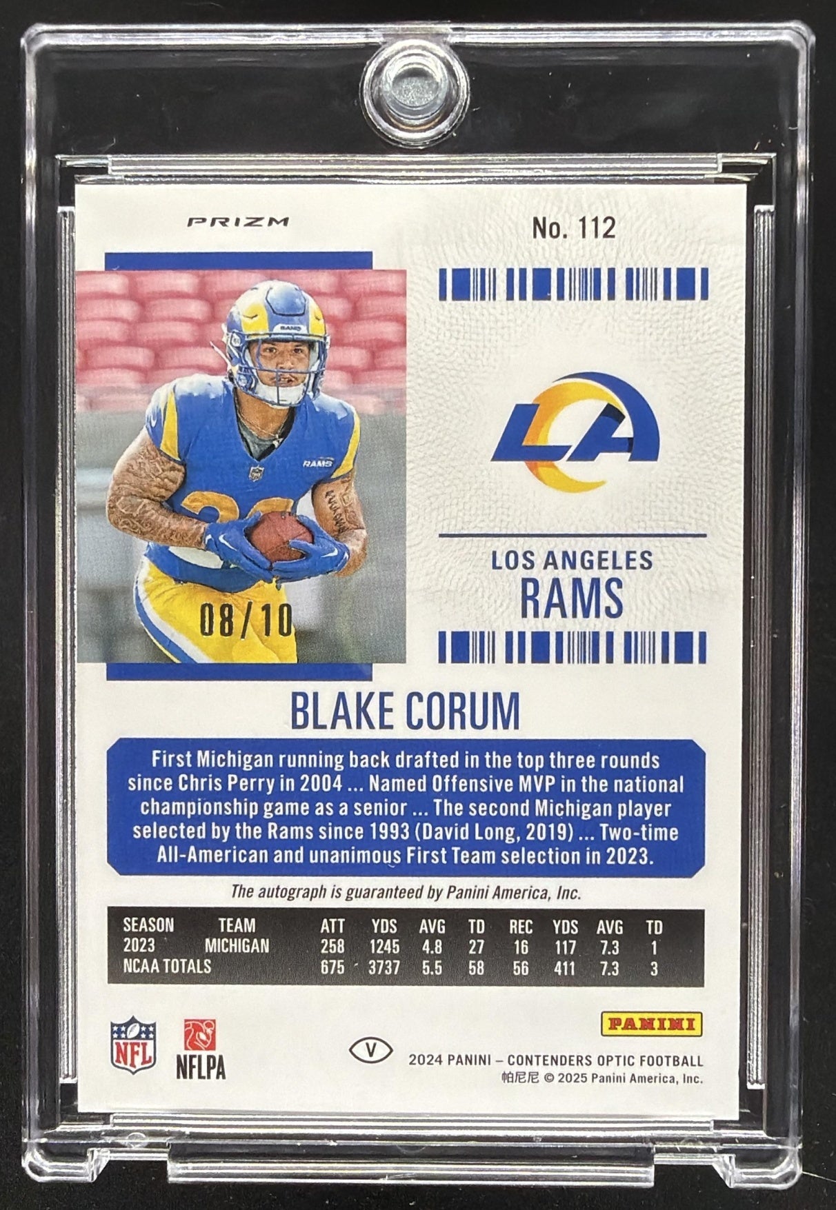 2023 Panini Contenders Optic Blake Corum Gold /10 Rc Auto