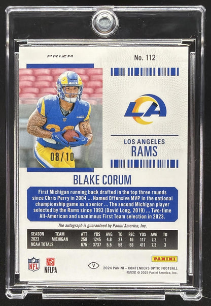 2023 Panini Contenders Optic Blake Corum Gold /10 Rc Auto