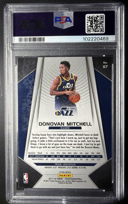 2017-18 Panini Prizm Donovan Mitchell #117 Prizms Silver RC PSA 10