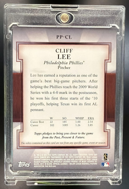 2011 Topps Tribute Cliff Lee #PP-CL Pastime Patches Dual Red 1/1