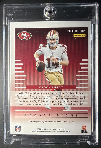 2022 Panini Illusions Brock Purdy #RS-BP Rookie Black 35/50 RC Auto