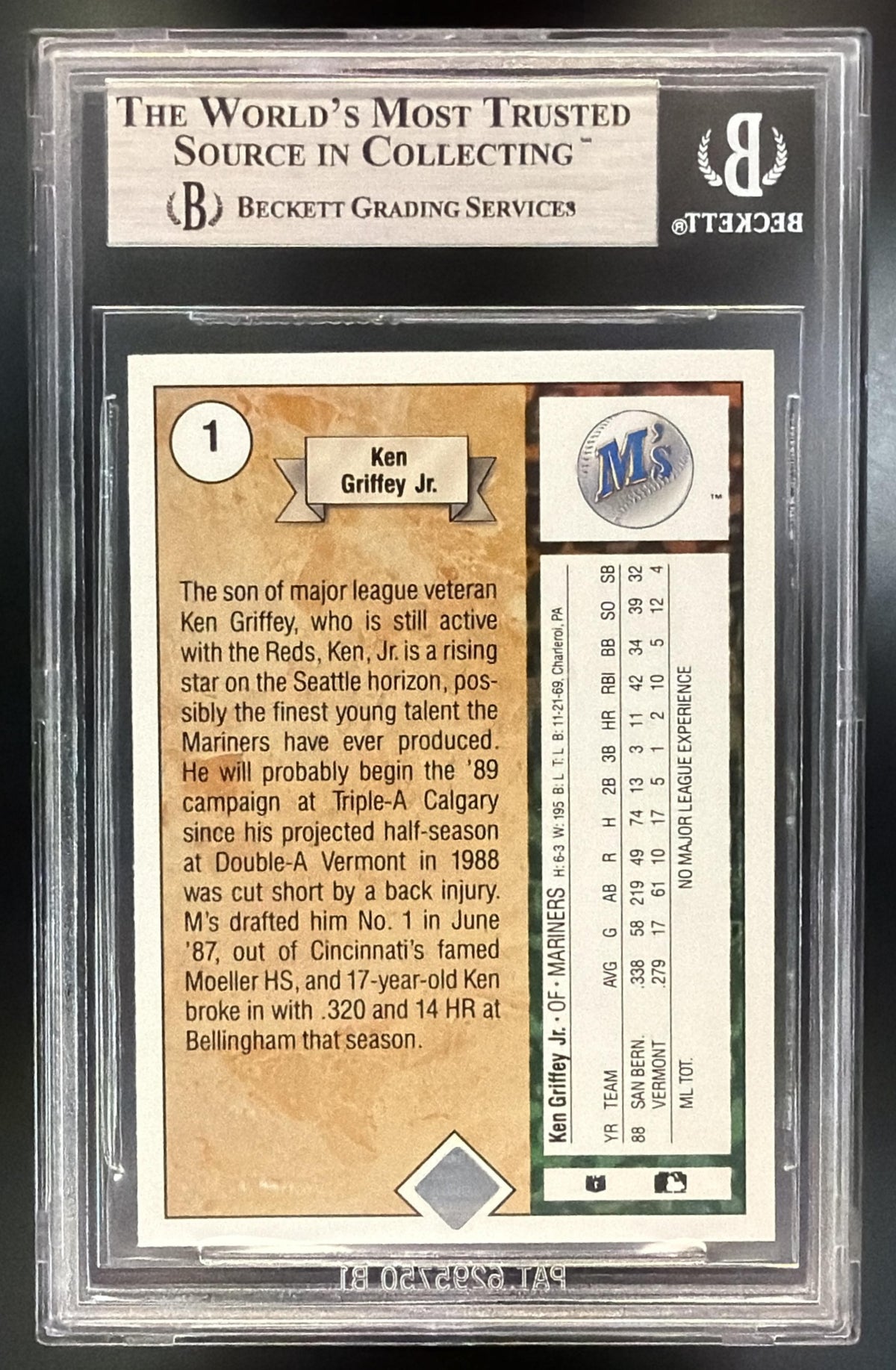 1989 Upper Deck Ken Griffey Jr. #1 RC BGS 9