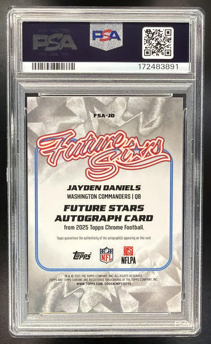 2025 Topps Chrome Jayden Daniels #FSA-JD Future Stars Auto Orange Refractor /25 PSA 10