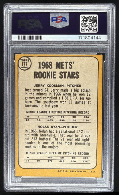 1968 Topps Mets Rookie Stars Jerry Koosman Nolan Ryan RC #177 RC PSA 3