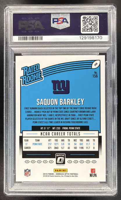 2018 Panini Donruss Optic Saquon Barkley #156 RC PSA 10