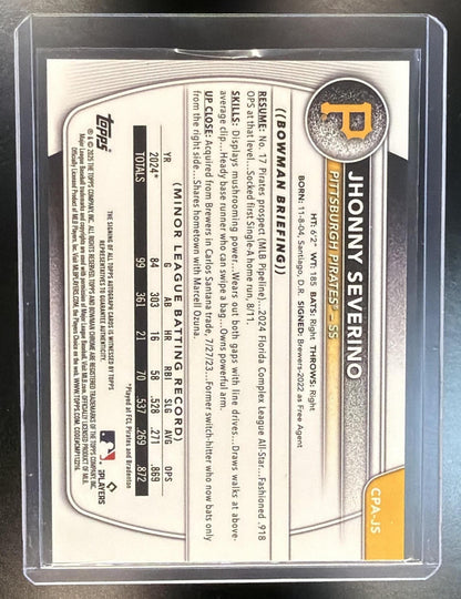 2025 Bowman Jhonny Severino #CPA-JS Purple Refractor Auto 196/250