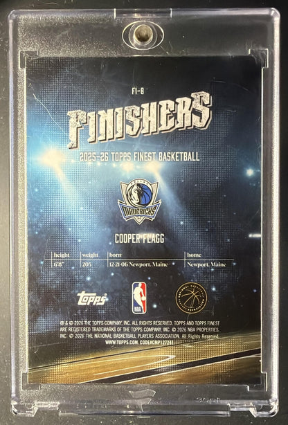 2025-26 Topps Finest Cooper Flagg #FI-8 Finishers Blue Refractor 2/99 RC