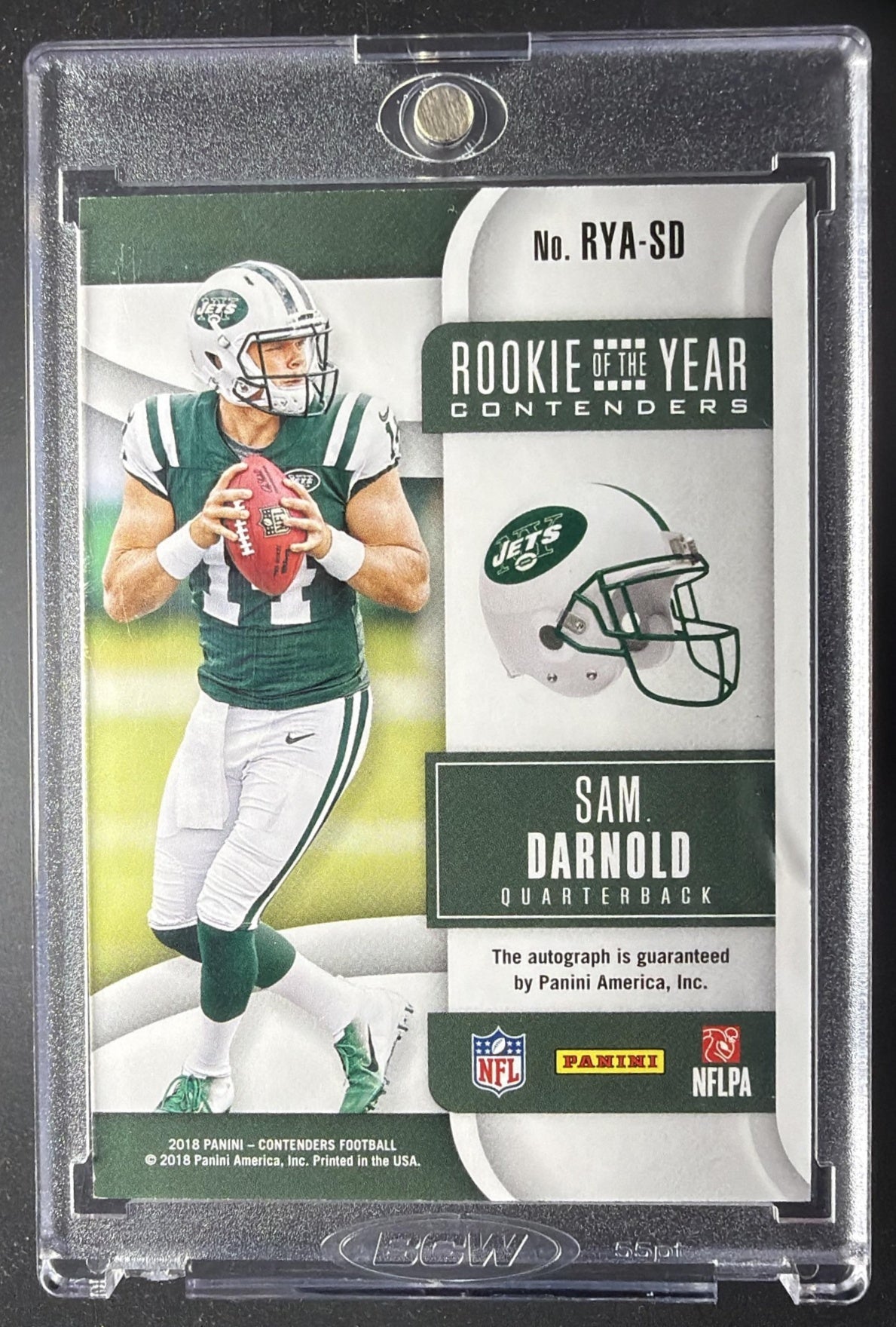 2018 Panini Contenders Sam Darnold #RYA-SD Rookie of the Year Auto RPS 3/25 RC
