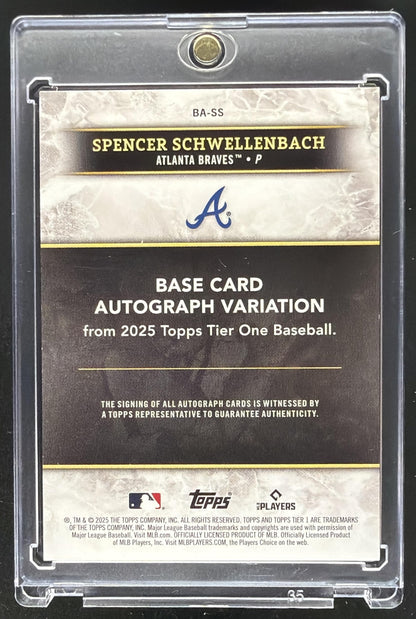 2025 Topps Tier One Spencer Schwellenbach #BA-SS 3 Auto Holo Platinum Blue 1/1 RC