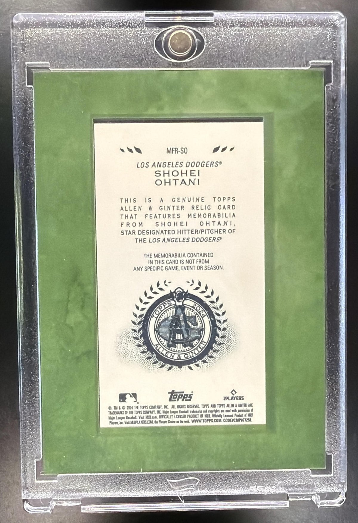 2024 Topps Allen & Ginter Shohei Ohtani #MFR-SO Mini Framed Relics Bat