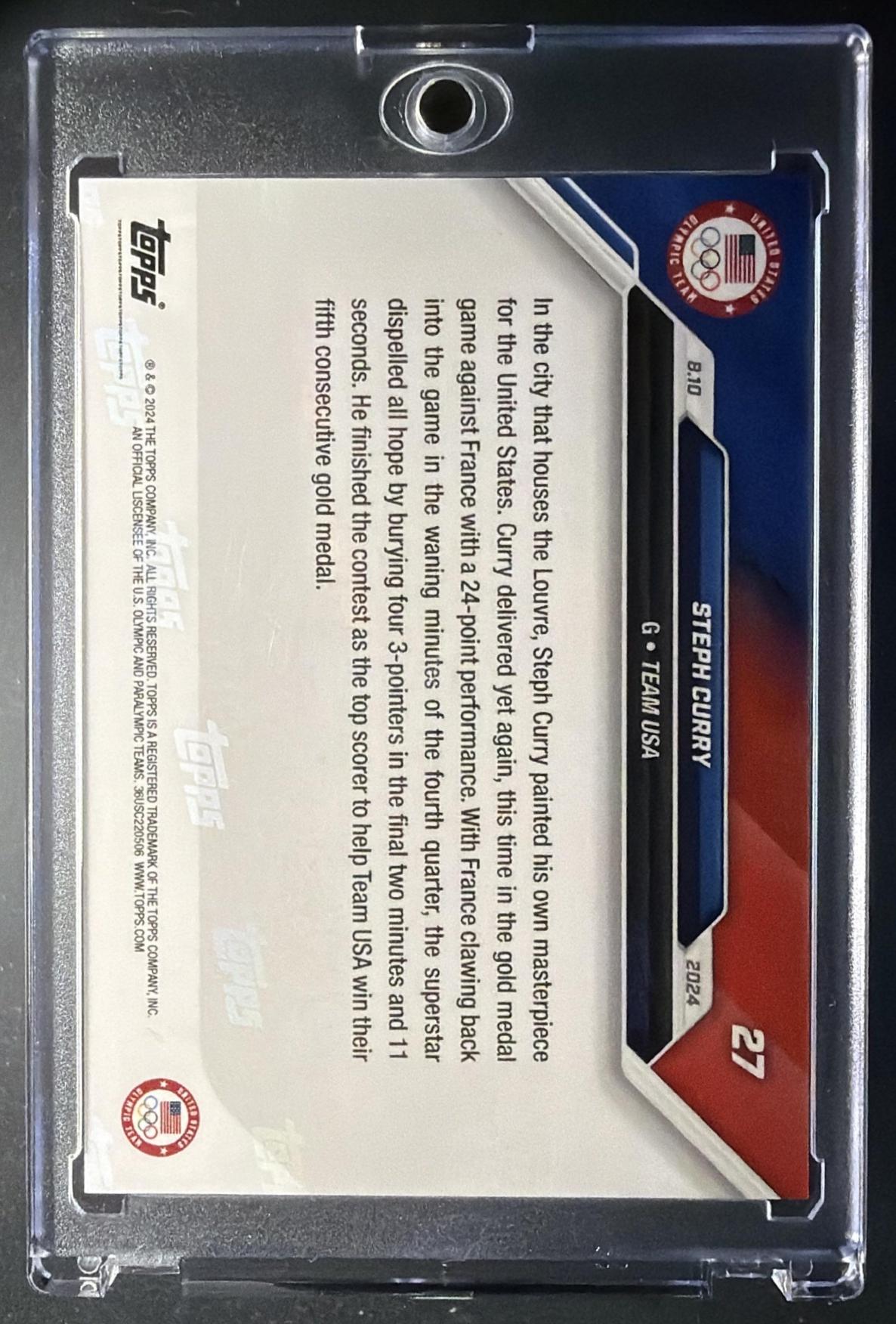 2024 Topps Now Olympic Paralympic Games Steph Curry #27