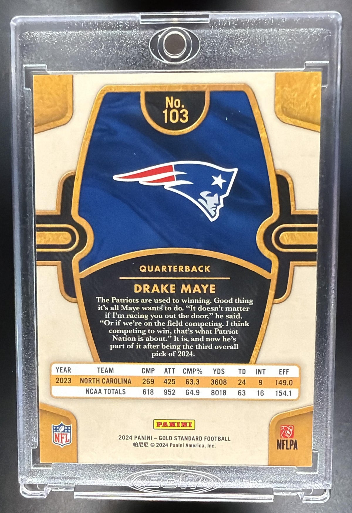 2024 Panini Gold Standard Drake Maye #103 White 22/65 RC