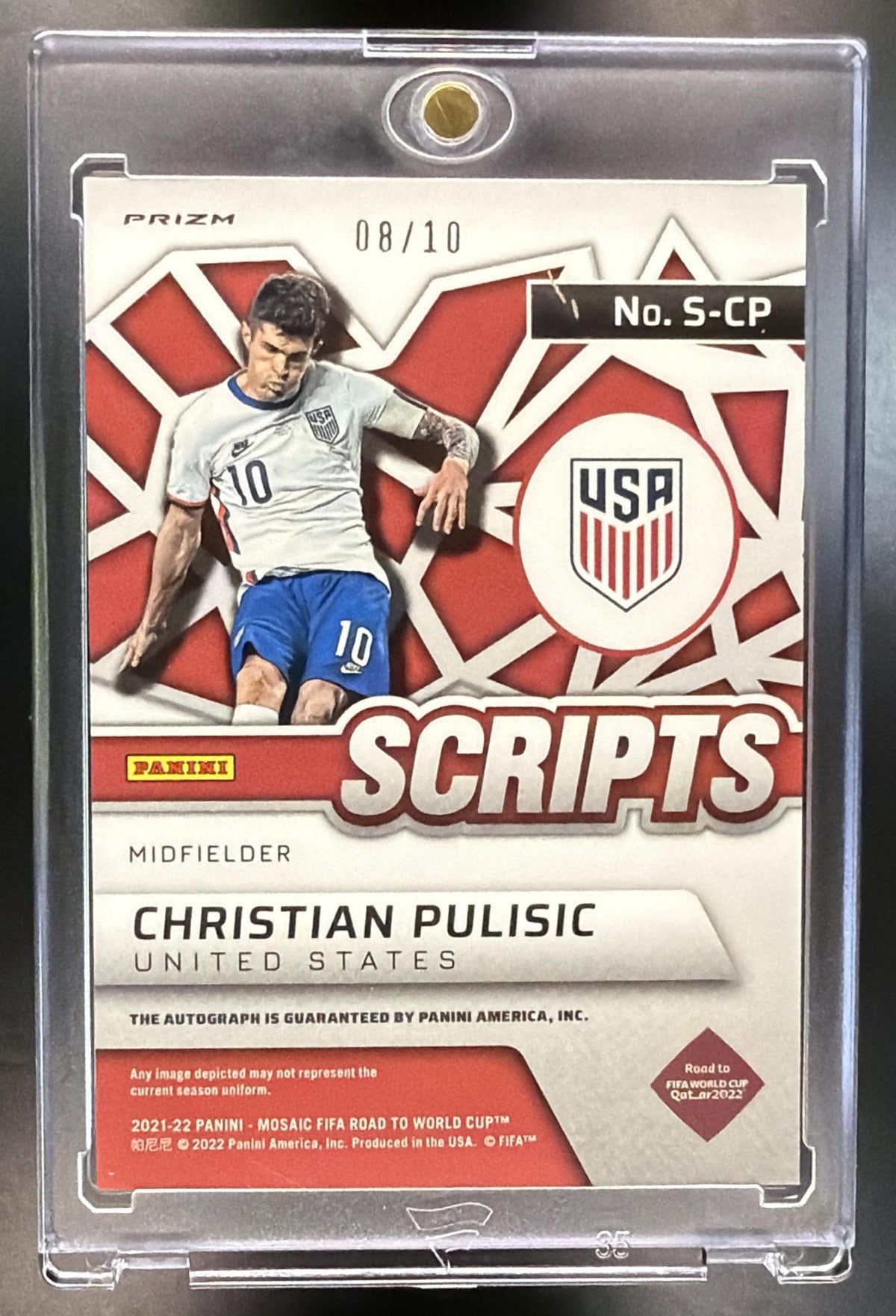 2021 Panini Mosaic World Cup Christian Pulisic #S-CP  Gold /10 Auto