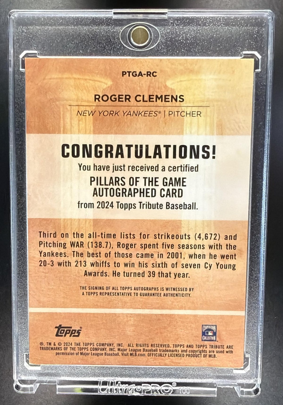 2024 Topps Tribute Roger Clemens #TA-RC Auto Orange 4/25