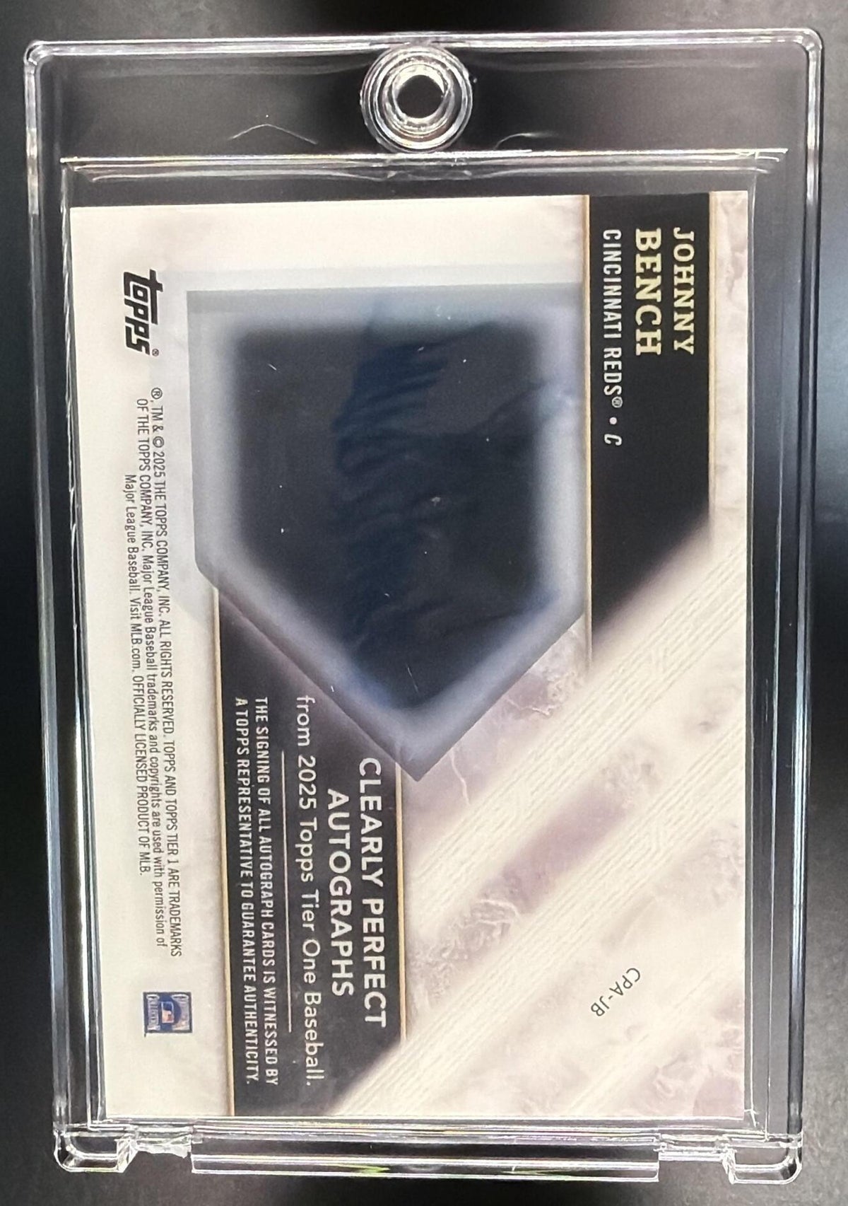 2025 Topps Tier One Johnny Bench #CPA-JB Clearly Perfect Auto /10