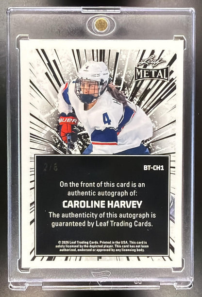 2026 Leaf Metal Caroline Harvey #BT-CH1 Breaking Through Auto Prismatic Purple /8